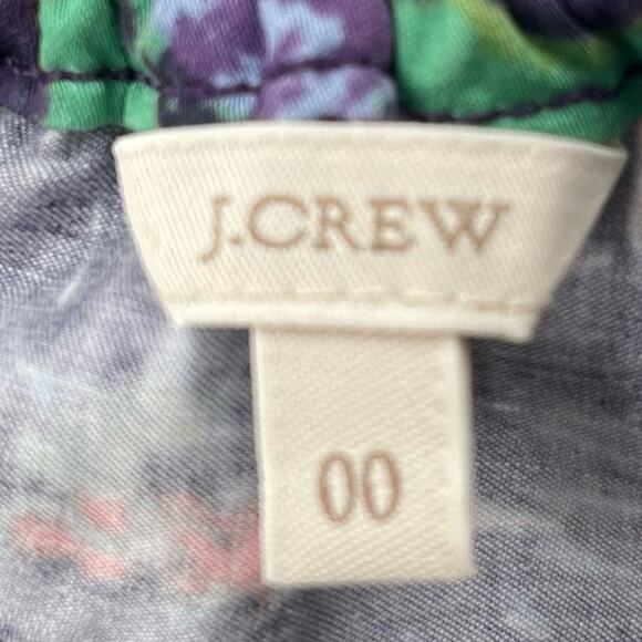 J. Crew 100% Cotton Cottagecore Purple Floral Pull On Elastic Waist Skirt 00 - Picture 8 of 9